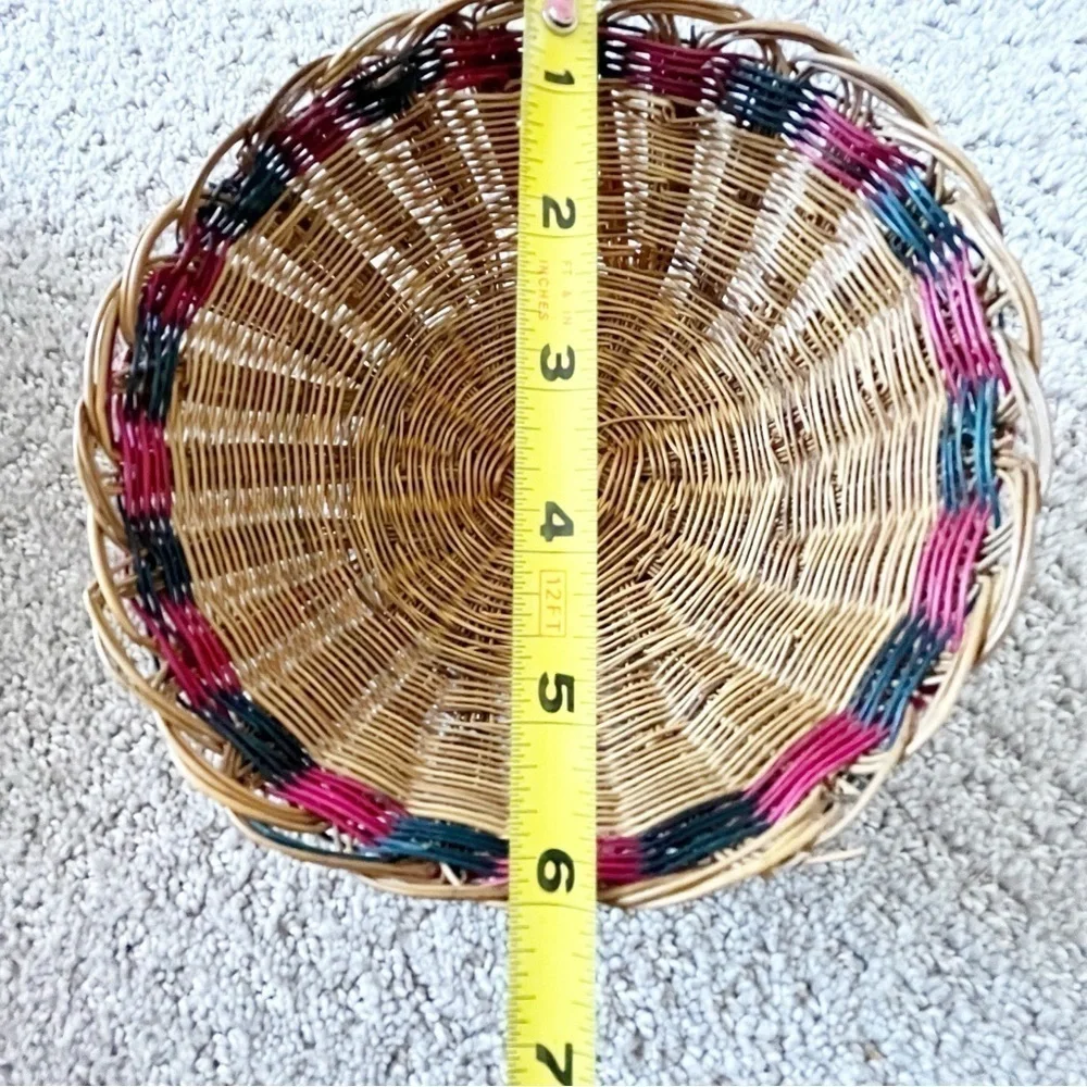 Woven Rattan Wicker Baskets Open Weave Round Stackable Xmas Vintage Set of 8